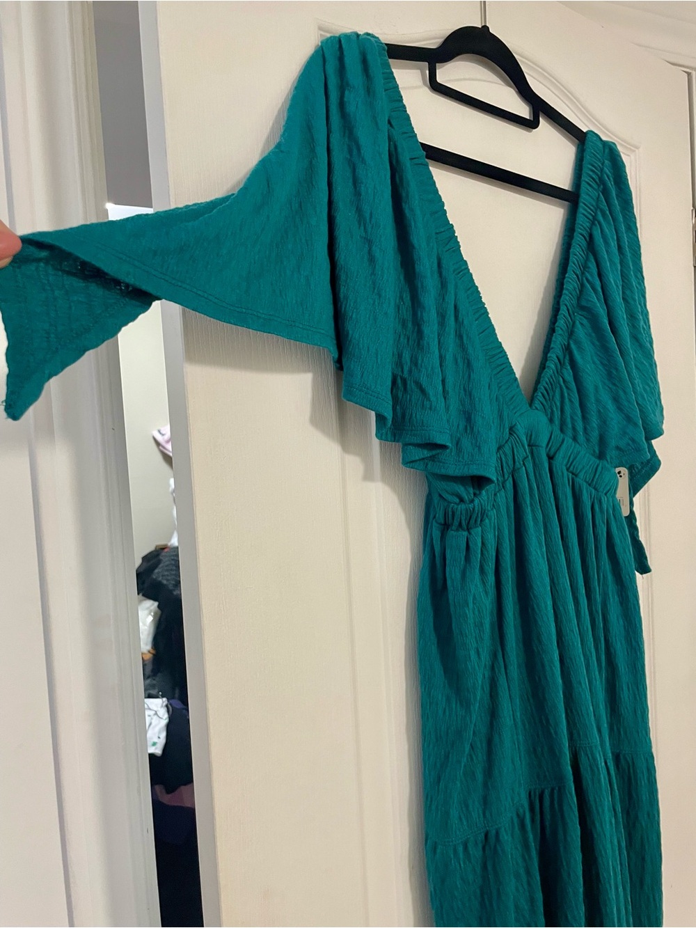 Brand New Free People Teal Ruffled Maxi Dress Size Medium - Picture 5 of 10